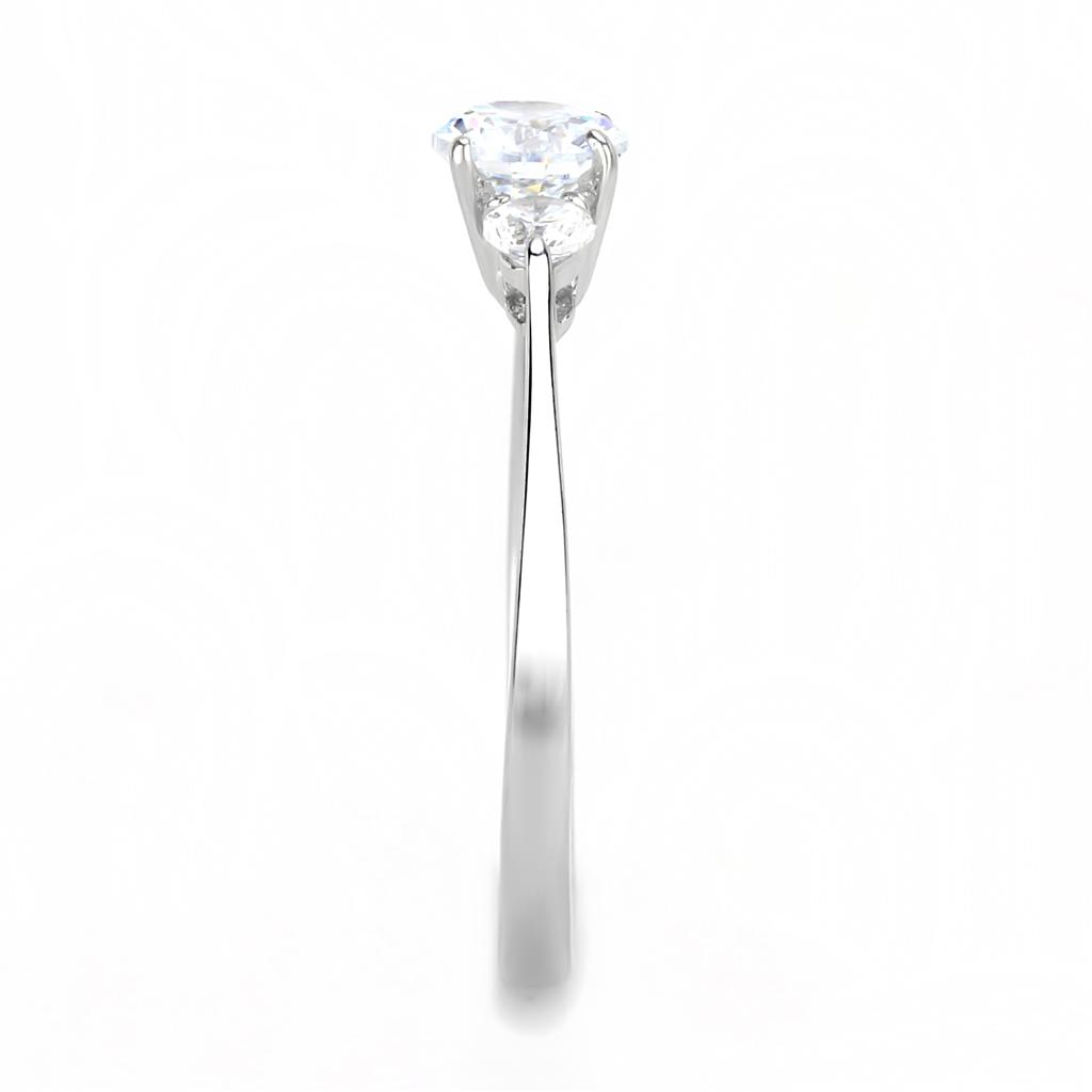 High polished (no plating) Stainless Steel Ring with AAA Grade CZ  in Clear