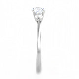 High polished (no plating) Stainless Steel Ring with AAA Grade CZ  in Clear