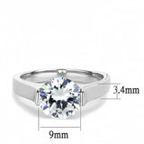 High polished (no plating) Stainless Steel Ring with AAA Grade CZ  in Clear