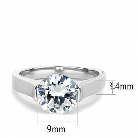 High polished (no plating) Stainless Steel Ring with AAA Grade CZ  in Clear