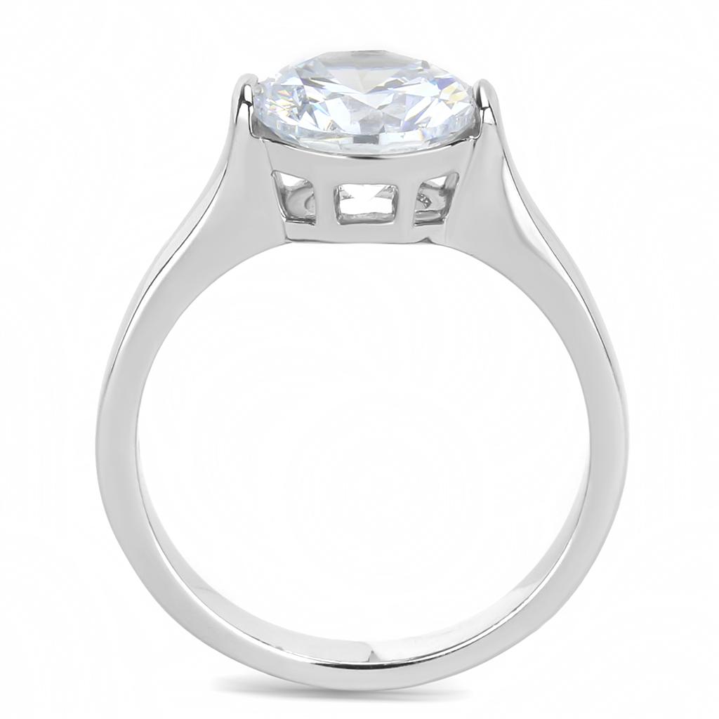 High polished (no plating) Stainless Steel Ring with AAA Grade CZ  in Clear