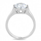 High polished (no plating) Stainless Steel Ring with AAA Grade CZ  in Clear