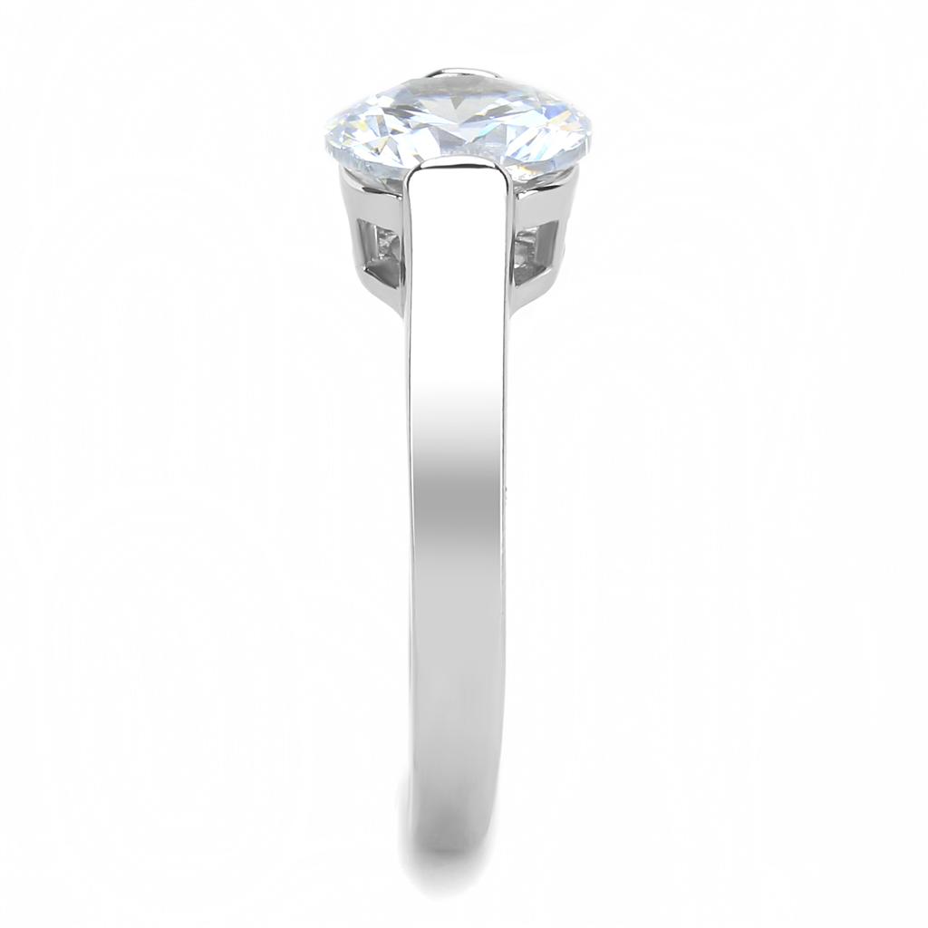 High polished (no plating) Stainless Steel Ring with AAA Grade CZ  in Clear