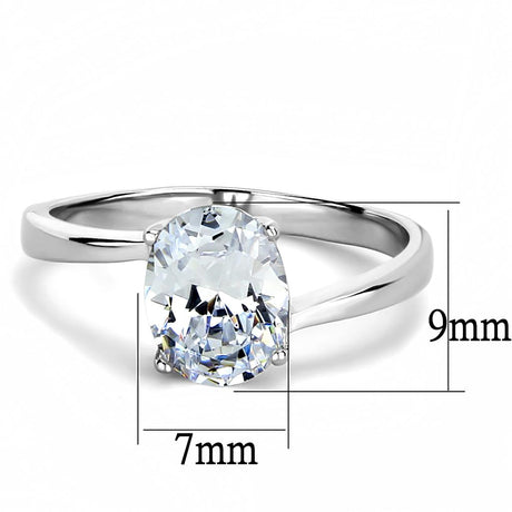 High polished (no plating) Stainless Steel Ring with AAA Grade CZ  in Clear