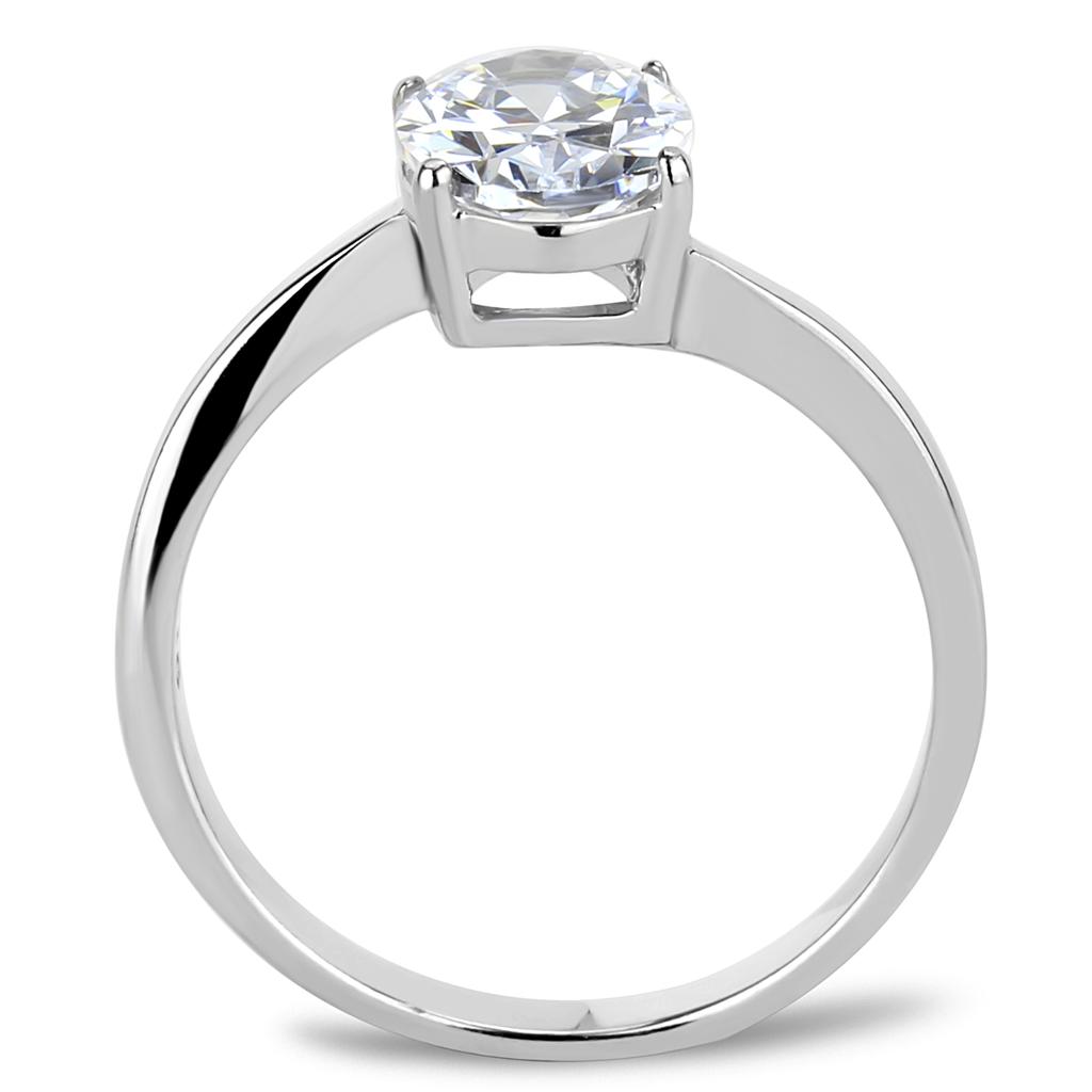 High polished (no plating) Stainless Steel Ring with AAA Grade CZ  in Clear