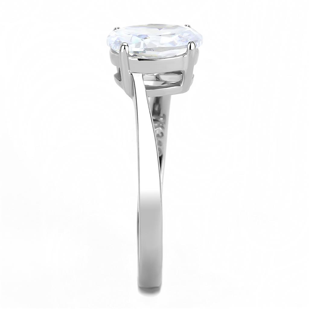 High polished (no plating) Stainless Steel Ring with AAA Grade CZ  in Clear