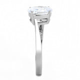 High polished (no plating) Stainless Steel Ring with AAA Grade CZ  in Clear