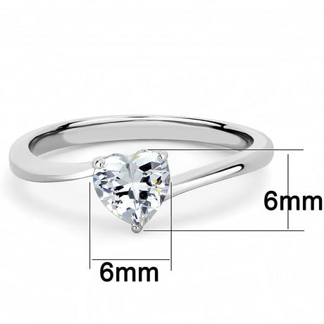 High polished (no plating) Stainless Steel Ring with AAA Grade CZ  in Clear
