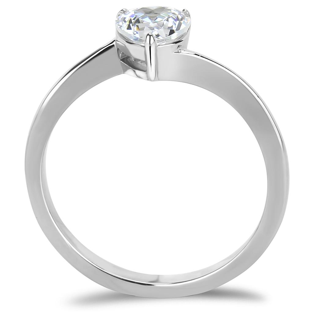 High polished (no plating) Stainless Steel Ring with AAA Grade CZ  in Clear