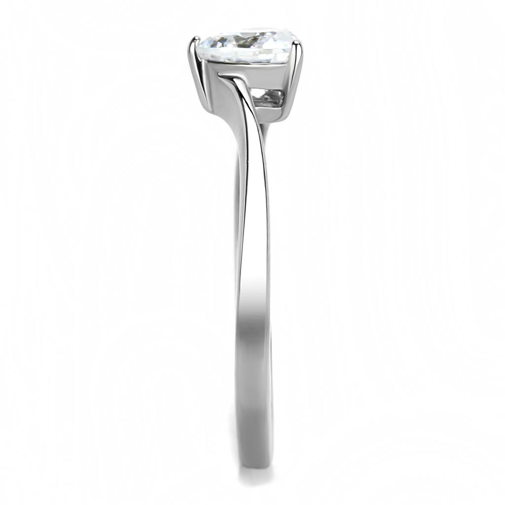 High polished (no plating) Stainless Steel Ring with AAA Grade CZ  in Clear