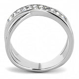 High polished (no plating) Stainless Steel Ring with Top Grade Crystal  in Clear