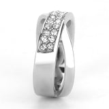 High polished (no plating) Stainless Steel Ring with Top Grade Crystal  in Clear