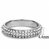 High polished (no plating) Stainless Steel Ring with Top Grade Crystal  in Clear