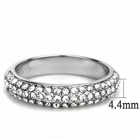 High polished (no plating) Stainless Steel Ring with Top Grade Crystal  in Clear