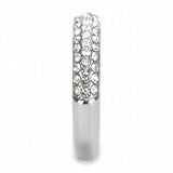 High polished (no plating) Stainless Steel Ring with Top Grade Crystal  in Clear