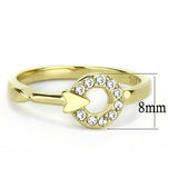 IP Gold(Ion Plating) Stainless Steel Ring with Top Grade Crystal  in Clear