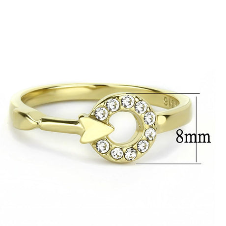 IP Gold(Ion Plating) Stainless Steel Ring with Top Grade Crystal  in Clear