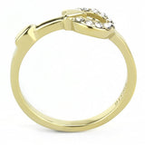 IP Gold(Ion Plating) Stainless Steel Ring with Top Grade Crystal  in Clear