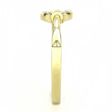 IP Gold(Ion Plating) Stainless Steel Ring with Top Grade Crystal  in Clear
