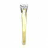 Two-Tone IP Gold (Ion Plating) Stainless Steel Ring with AAA Grade CZ  in Clear
