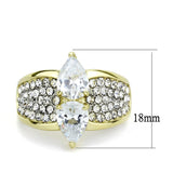 Two-Tone IP Gold (Ion Plating) Stainless Steel Ring with AAA Grade CZ  in Clear