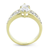 Two-Tone IP Gold (Ion Plating) Stainless Steel Ring with AAA Grade CZ  in Clear
