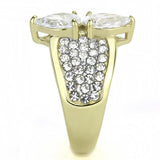 Two-Tone IP Gold (Ion Plating) Stainless Steel Ring with AAA Grade CZ  in Clear