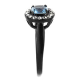 IP Black(Ion Plating) Stainless Steel Ring with Synthetic Synthetic Glass in Sea Blue