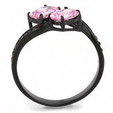 IP Black(Ion Plating) Stainless Steel Ring with AAA Grade CZ  in Rose