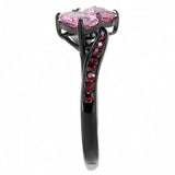 IP Black(Ion Plating) Stainless Steel Ring with AAA Grade CZ  in Rose