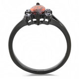IP Black(Ion Plating) Stainless Steel Ring with AAA Grade CZ  in Garnet