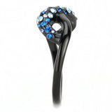 IP Black(Ion Plating) Stainless Steel Ring with Top Grade Crystal  in Multi Color