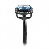 IP Black(Ion Plating) Stainless Steel Ring with Synthetic Synthetic Glass in Sea Blue