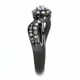 IP Light Black  (IP Gun) Stainless Steel Ring with AAA Grade CZ  in Clear