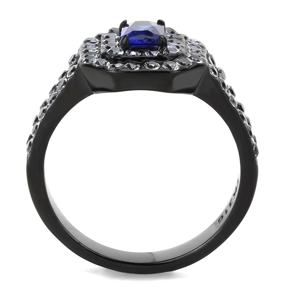 IP Black(Ion Plating) Stainless Steel Ring with Synthetic Synthetic Glass in Montana