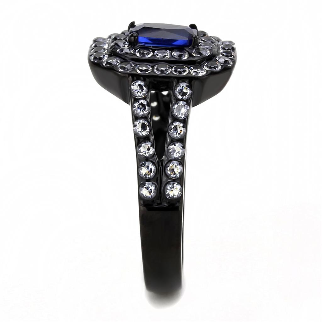 IP Black(Ion Plating) Stainless Steel Ring with Synthetic Synthetic Glass in Montana