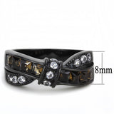 IP Black(Ion Plating) Stainless Steel Ring with Synthetic Synthetic Glass in Brown