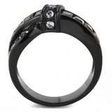 IP Black(Ion Plating) Stainless Steel Ring with Synthetic Synthetic Glass in Brown