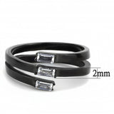 IP Black(Ion Plating) Stainless Steel Ring with AAA Grade CZ  in Clear