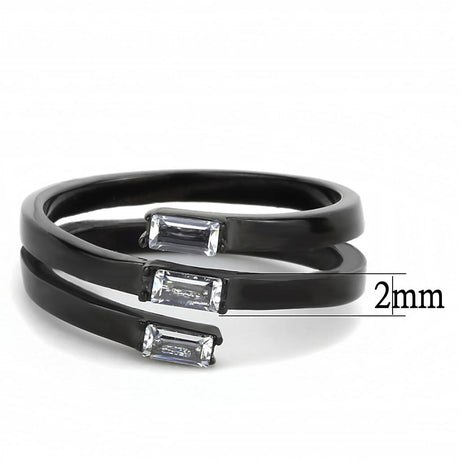 IP Black(Ion Plating) Stainless Steel Ring with AAA Grade CZ  in Clear