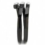 IP Black(Ion Plating) Stainless Steel Ring with AAA Grade CZ  in Clear