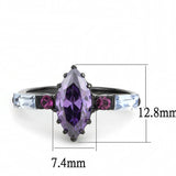 IP Black(Ion Plating) Stainless Steel Ring with AAA Grade CZ  in Amethyst