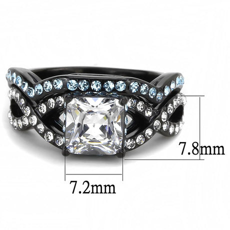 IP Black(Ion Plating) Stainless Steel Ring with AAA Grade CZ  in Clear