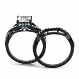 IP Black(Ion Plating) Stainless Steel Ring with AAA Grade CZ  in Clear