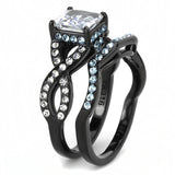 IP Black(Ion Plating) Stainless Steel Ring with AAA Grade CZ  in Clear