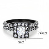 IP Black(Ion Plating) Stainless Steel Ring with AAA Grade CZ  in Clear