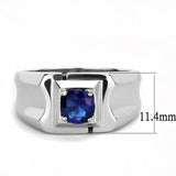 High polished (no plating) Stainless Steel Ring with Synthetic Synthetic Glass in Montana
