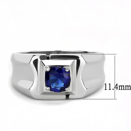 High polished (no plating) Stainless Steel Ring with Synthetic Synthetic Glass in Montana