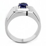 High polished (no plating) Stainless Steel Ring with Synthetic Synthetic Glass in Montana