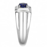 High polished (no plating) Stainless Steel Ring with Synthetic Synthetic Glass in Montana